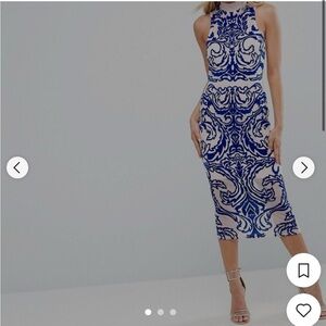 ASOS All Over Flocked Bodycon Midi dress US size 0